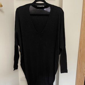 Black Knit Dress with Choker neck detail